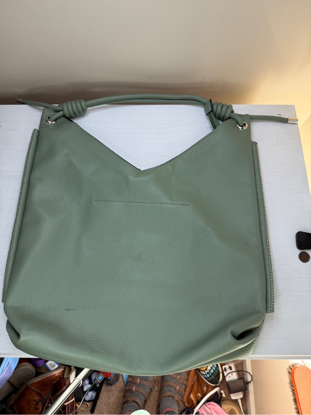 Montana West Slouchy Shoulder Bag Knotted Hobo Bag Green - Picture 5 of 15